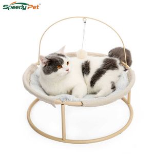 Wholesaleキャットクレードルキャットベッドソフトぬいぐる猫ハンモック猫のためのダングリングボールが付いているペットベッド小さなベッドソファー210713