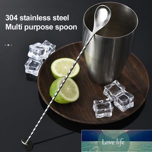 Stainless Steel Muddler Stirrer Cocktail Shaker Mixer Bar Spiral Pattern Drink Shaker Mixing Spoon Kitchen Tableware Bar Tools Factory price expert design Quality