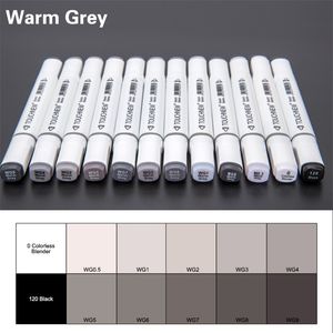 Dotknij 12 / 30Color Cool Grey Marker Ciepłe zestaw Podwójne wskazówki Art na bazie alkoholu do rysowania Manga Mark Dostawca 211104