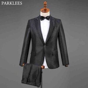 Men Shiny Black Suit Set Wedding Suits for Men Blazer Pant Bow Tie 3 Piece Mens Glitter Tuxedo Suit Party Costume Homme Mariage 210524