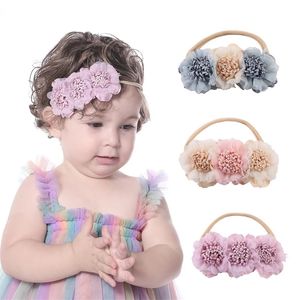 Noworodek Koronki Sztuczne Kwiat Nylonowe Opaski dla dziecka Handmade Nylon Elastyczne Hairbands Toddler Girls Headband