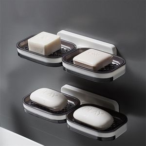 Wall Mounted Soap Holder For A Bathroom Portable Dishes With Drain Pan Accessories Storage Rack Organizer 210423