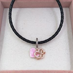 Kit de fabricação de joias de prata pandora Sparkling Infinity Heart charms faça você mesmo jade pulseira de ouro rosa para casais masculinos colares de corrente de cristal 788878C01