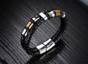 Charm Bracelets Gift Men's Leather Bracelet Multi-layer Weaving Magnetic Buckle Stainless Steel Wearable Fashion All-match