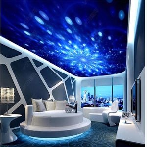 3d ceiling murals wallpaper Blue beautiful glowing flower background wall KTV ceiling mural