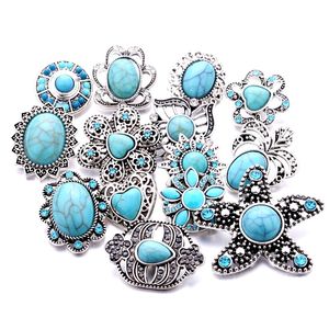 Großhandel Strass 18mm Druckknopf Türkis Perlen Verschluss Metall Dekorative Charms für Druckknöpfe Schmuckzubehör Fabriklieferanten