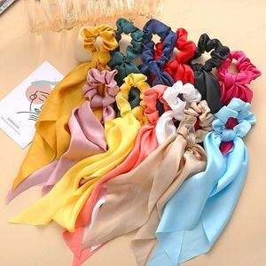 Saç Bantları Aksesuarları Vintage Saten Scrunchies Yay Hairband Bağları Şerit Scrunchie At Kuyruğu Tutucu Kauçuk Halat Dekorasyon