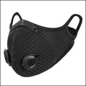 Cappucci Maschere Equipaggiamento protettivo Ciclismo Sport Outdoordust Respirazione attivata Maschera antipolvere con 1 pezzo Filtro extra in carbonio N99 per bicicletta Ciao