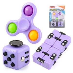 Infinity Cube Candy Color Fidget Puzzle Anti Decompression Dice Toy Finger Hand Fingertip Gyro Spinners Fun Toys For Adult Kids Adhd Stress Relief Gift