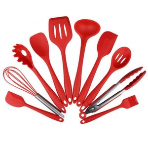 Bestick set silikon köksredskap 10 stycke set non-stick silikon köksredskap set grön matlagning skovel sked verktyg köksredskap