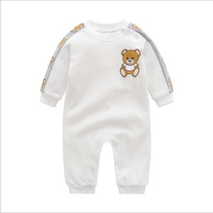 Meninos meninos meninas desenhos animados urso macacão letras impressão de manga longa jumpsuits primavera outono infantil onesies crianças algodão malha macia romper