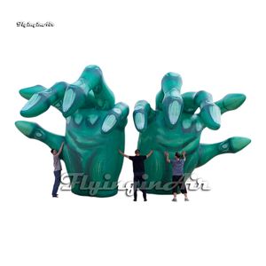 Palloncino gonfiabile sospeso per mano del diavolo, altezza 4 m, modello con ossa delle dita del demone verde, mani di zombie gonfiabili per decorazioni di Halloween all'aperto/interne