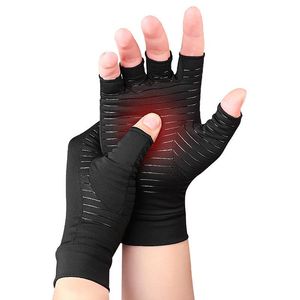 Wrist Support 1 Pair Compression Gloves Hand Arthritis Joint Pain Relief Half Finger Anti-slip Therapy For Womens Mens