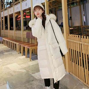 Winter Women Long Thick Warm Snow Overcoat 90% White Duck Down Coat Large Real Fox Fur Collar Hooded jacket 210430