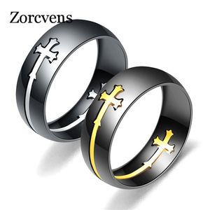 Wholesale men wedding bands cross for sale - Group buy Cluster Rings Modyle Separable Cross Ring For Men Woman Black Color Stainless Steel Cool Male Casual Remove Design Jewelry Wedding Band