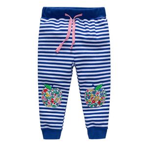 Jumping meters Girls Leggings Pants Embroidery apple Cute Stripe Baby Long Trousers For Autumn Spring Clothes 210529