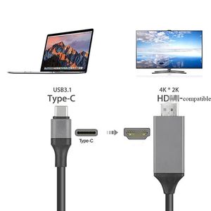 Cavo compatibile da tipo C a HD-MII USB 3.1 Cavi adattatori 4K compatibili con HDMII per MacBook Samsung Galaxy S9/S8 Huawei USB-C