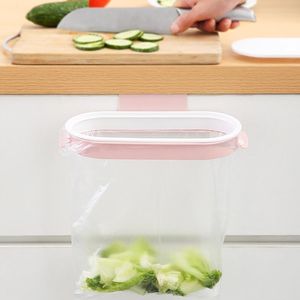 Hooks & Rails Trash Bag Hanger Kitchen Hanging Rack With Lid Cabinet Door Back Plastic Holder Portable Waste Bin Garbage