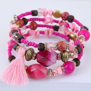 Bossimi Accessori in cristallo di conchiglia Mescola e abbina Bracciale elastico temperamentale con perline multistrato Bracciale in pietra di filo d'acciaio