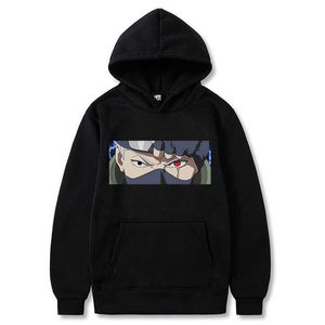 Anime Kakashi Hatake Sharingan Design Masculino Feminino Moletom Com Capuz Moletom Velo Quente Streetwear Unissex Dropship Vestuário X0721