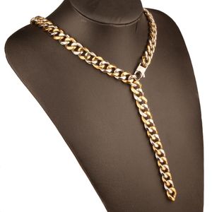 12mm Xtentacion Justerbar Choker Collar Tail Hip Hop Miami Cuban Link Chain StainlSteel Halsband Mäns smycken X0509