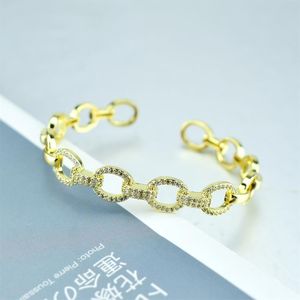 Bangle Gold Curb Link CHain Cuff Bangles För Kvinnor Polerad Kaffebönor Bracelet CZ Pave Designer 25 stilar Lyxig smycken