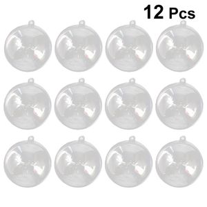 12 pezzi 4-6 cm sfera di plastica trasparente sfera vuota sfera a scatto palla di Natale appesa ornamento decorazione di nozze per feste