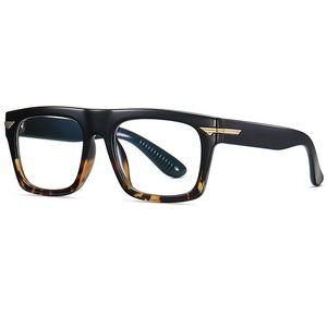 Vintage square style sunglassess frames TR90 anti blue ray plain lens designers eyewear metal decoration eyeglasses black, transparent, leopard, brown colors De Grau
