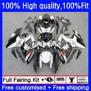 Injektionsformmissioner för Suzuki GSXR600 GSXR-750 750cc K8 GSXR750 08-10 22NO.6 GSXR 600 750 CC Vit svart 600cc GSX-R600 08 09 10 GSXR-600 2008 2009 OEM Bodys