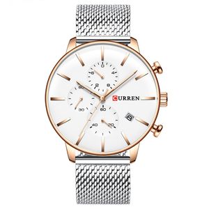 Mesh Strap Edelstahl Quarz Uhren Männer Mode Lässige Männliche Uhr Chronographen Und Auto Datum Armbanduhr Reloj Hombre