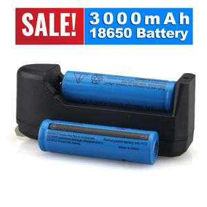 New 2x 18650 Battery 3000mAh 3.7v BRC Li-ion Rechargeable Battery for Flashlight + Universal Smart Charger