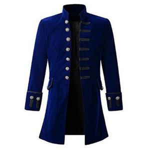 Men's Trench Coats Men Coat Solid Color Fashion Steampunk Retro Long-Sleeved Autumn And Winter