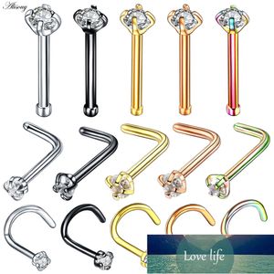 Alisouy 1PC G23 Titanio Cristallo Gemma Naso Stud Piercing Oro rosa Naso Vite Nazir Piercing Narice Orecchino Piercing Gioielli 20G Prezzo di fabbrica design esperto Qualità