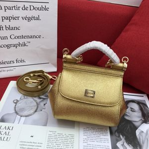 Hochwertige Designer-Luxushandtaschen, Geldbörsen, Mini-Gold-Lederhandtasche, modische Damen-Umhängetasche, Größe 16 cm