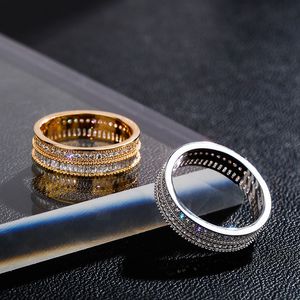 Mit seitlichen Steinen Luxus S925 Silber Bling Hip Hop Punk Schmuck Iced Out Zirkon Ring Link Kette Künstler für Frauen Männer