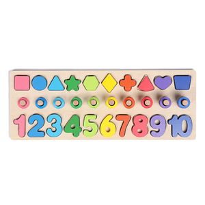 Edukacyjne liczenie geometrii drewniane zabawki 3 w 1 zarząd Math Uczenie przedszkola Montessori Early Educational Puzzle Toys