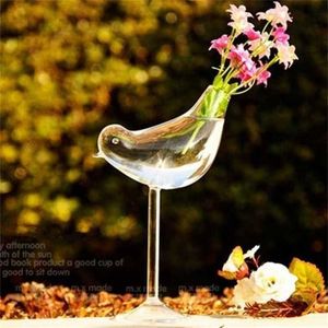 Creative Tall Bird Glass Vase Home Decoration el Decor Flower Containers Wedding Gifts Couple 211215