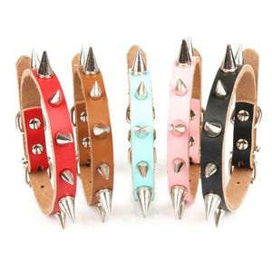 Dog Collars & Leashes Pure Cowhide Dogs Leather Spiked Rivet For Cat-Collar Pets Necklace Supplies Accessories Collier Chien Halsband Hond