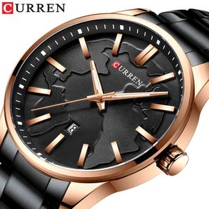 Curren Fashion Business Watches Men Creative Design Dial Zegarek Kwarcowy Zegarek Ze Stali Nierdzewnej Zegarek Relogio Masculino Q0524