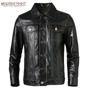 Men Genuine Leather Jacket Soft Slim Fit Tanned Pigskin Leather Jackets Male Skin Coat Spring Clothing M483 211111