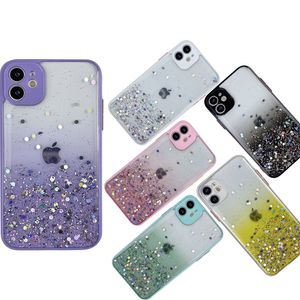 BLING GLITTER EPOXY STARRY SKY CASES Soft TPU Camera Protector stötsäkert täckning för iPhone 15 14 13 12 11 Pro Max XR XS 7 8 SE2 6 Plus Samsung S20 Fe S21 S22 S23 Ultra Note 20