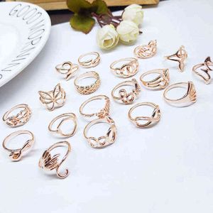 Fashion Women Korean Rose Gold Rings Mixed Trends Jewelry Index Finger Female Party Luxury Accessories Female 6C7346 G1125