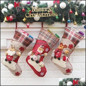 Noel Süslemeleri Şenlikli Parti Malzemeleri Ev Bahçe Çorap Santa Kardan Adam Ren geyiği Noel Karakter Hediye Şeker Çanta Asılı Aessory JK