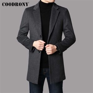 Coodrony marca jaqueta de inverno espessa casaco de lã quente homens vestuário recém-chegada trincheira bolso business casual longo sobretudo homem c8122 211011