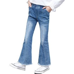 Dziewczyna Flare Jeans Denim Boot Cut Spodnie Spodnie Spodnie Solidne Dzieci Nastoletni Wiosna Jesień Dzieci Dla Dziewczyn 4 6 9 12 14 lat 211102
