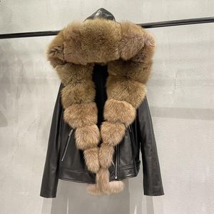Men's Jackets Real Fur Coats With Genuine Sheepskin Leather Women Winter Hoodies Biker Motorcycle Jacket Furs Coat Ladies Warm