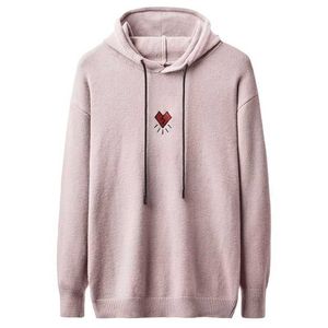 Winter Mens Sweater Fashion Solid O Neck Hooded Pullover Sweaters Cotton Embroidery Sweater Men Clothing Casual Knitwear 210601