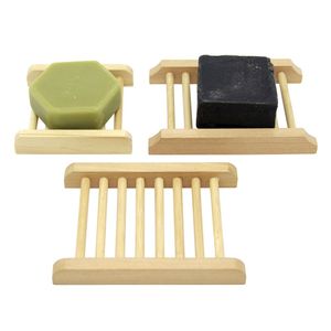 Natural Bamboo Trays Bath Toys Wooden Soap Dish Wood Soaps Tray Holder Rack Plate Box Container for Baths Shower Bathroom M3612