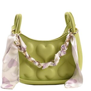 Shoulder Bags Fashion Ribbon Handbags For Women Ladies Luxury Designer Female Heart-Shaped Print Messenger Bag Dropping