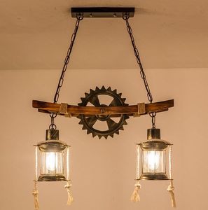 Amerikanskt ljusdesign vintage hänge lampa retro cafe bar restaurang trä loft redskap industriellt hängande glas